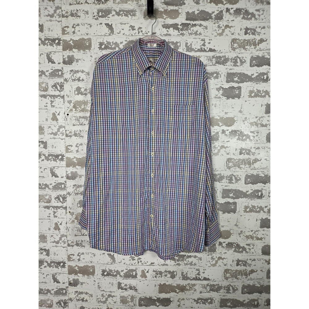 Peter Millar Shirt Size XL Seaside Finish Long Sleeve Button Up Checkered Plaid